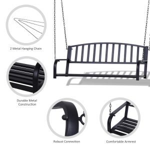Balansoar Suspendat de Gradina din Metal Negru - Img 7