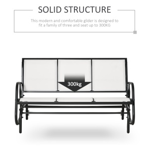 Banca Balansoar de Gradina 3 Locuri din Metal si Tesatura, 147x70x85cm, Bej - Img 6