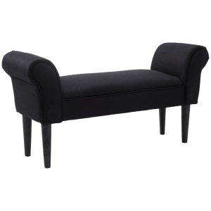 Banca Capat Pat – Neagra 102×35×51 cm cu Cotiere Rulate
