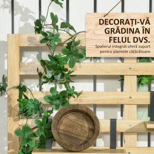 Bancă de Depozitare pentru Grădină din Lemn de Brad cu Spalier Integrat și 4 Rafturi, Bancă de Depozitare Exterior Impermeabilă cu Închidere Magnetică, 80x45x160 cm, Culoare Lemn - Img 5