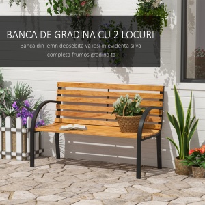 Banca de Gradina sau Terasa cu 2 locuri, in Otel 122L x 60L x 83Hcm - Img 5