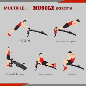 banca fitness multifunctionala, reglabila 56.5x136 cm - Img 6