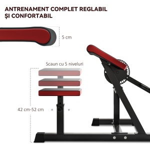 Bancă Multifuncțională 2 în 1 pentru Curl și Triceps, Bancă de Fitness cu Scaun Reglabil, 105x95x80 cm, Negru - Img 5