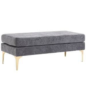 Bancă pentru Pat de Dormitor cu 2 Niveluri, Bancă din Material de Catifea și Oțel, 121x50,5x46,5 cm, Gri Închis