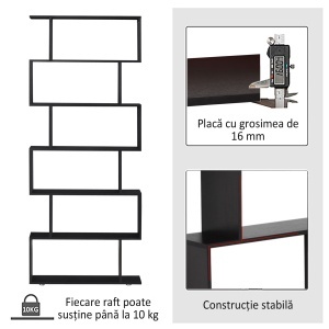 Bibliotecă din Lemn cu 6 Rafturi, 80x24x191 cm, Negru - Img 6
