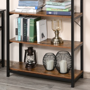 Biblioteca Industriala Vintage – 6 Rafturi din Lemn & Metal Negru - Img 8