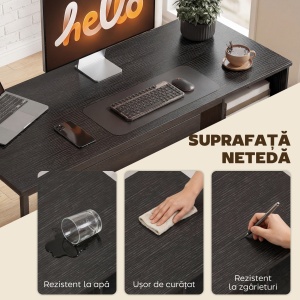 Birou Gaming Industrial, 120x52,3cm Stație Gaming cu Suport Tastatură, Compartiment Deschis și Sertare pentru Documente Format A4 Letter Legal, Masă Computer pentru Birou Acasă, Negru - Img 6