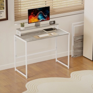 Birou Pliabil Economisitor de Spațiu cu Stand pentru Monitor Detașabil, 100x48x87,5 cm, Lemn - Img 7