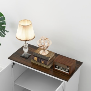 Bufet Modern pentru Bucătărie, Mobilier cu 2 Uși și Raft Reglabil din Lemn, 80x39,7x80 cm, Alb - Img 9