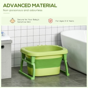 Cadita pentru baita pentru nou-nascuti si copii cu varsta intre 0-6 ani, din plastic antiderapant, verde, 75.3x55.4x43cm - Img 4