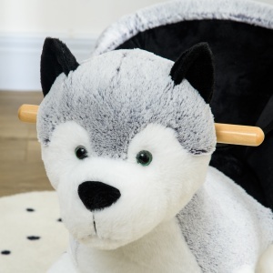 Cal Balansoar pentru Copii Animal de Balansat pentru Copii din Lemn in Forma de Husky din Plus cu Centura de Siguranta Jucarie pentru Fete Baieti pentru Interior Exterior - Img 8