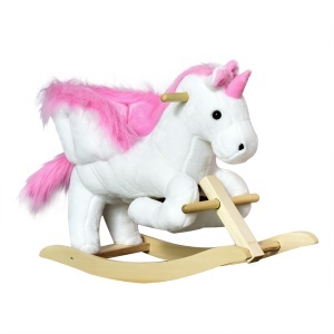 Cal tip Balansoar Unicorn cu Musica din Metal si Lemn 65x32x55cm - Img 1