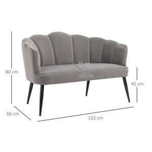 Canapea 132 cm – Catifea Gri pentru Dormitor sau Spatii Mici - Img 3