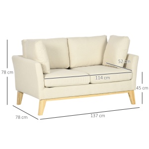 Canapea 2 Persoane – Tapitata Bej cu Perne Decorative - Img 3