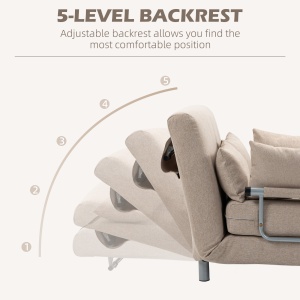 Canapea Extensibila 2 Locuri – Otel & Material, 4 Perne Crem - Img 5