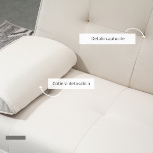 Canapea Extensibila 3 Locuri – Stil Scandinav cu 2 Cotiere - Img 6