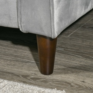Canapea extensibila cu 3 locuri cu taburet si spatar inclinabil, tapiterie din catifea si scaun captusit, 218x85x86 cm, gri deschis - Img 8