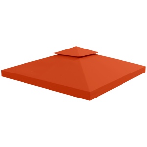 Capac de Foișor, Acoperiș pentru Foișor cu 8 Găuri de Drenaj și Curele Velcro, 3x3 m, Roșu Ruginiu - Img 1