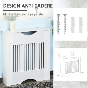 Capac de radiator din MDF alb, cu blat si design anti-inclinare, 78x19x82 cm - Img 5