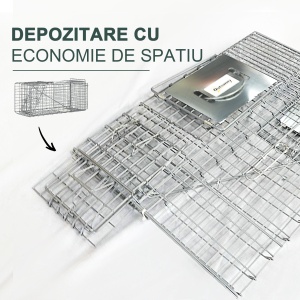 Capcana pentru animale , 66 x 24 x 30,5 cm Cusca umana pentru rozatoare pentru iepuri, veverite, nurci, vole, argintie - Img 7