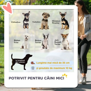 Cărucior Pliabil pentru Câini cu Frâne, Suport pentru Pahare și Coș pentru Obiecte, 75x45x97 cm, Negru - Img 4