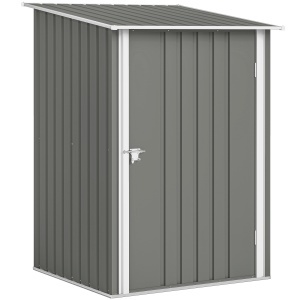 Căsuță de Grădină 0.92m² din Oțel Galvanizat, Capann pentru Unelte cu Ușă Blocabilă, Acoperiș Înclinat, 100x104x160 cm, Gri