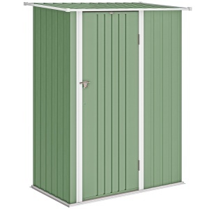 Căsuță de Grădină 1.07m² din Oțel Galvanizat, Magazie pentru Unelte cu Ușă Blocabilă și Acoperiș Înclinat, 142x86x189 cm, Verde Deschis