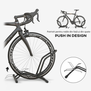 Cavalet pentru Biciclete pentru Anvelope, Suport de Bicicletă de Podea din Oțel, 59x41x38 cm, Negru - Img 4