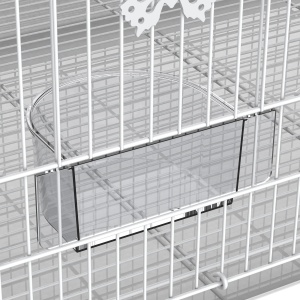 Colivie pentru Pasari din Metal cu Stinghii, Boluri pentru Mancare si Maner, 60x41x41cm, Alb - Img 8