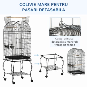 Colivie pentru Pasari si Papagali – Negru 51×51×153 cm cu Roti - Img 4
