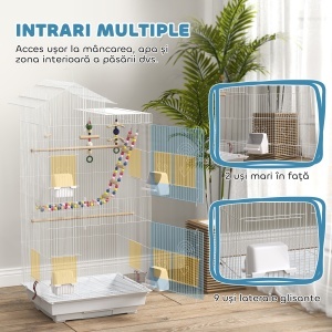 Colivie pentru perusi, cinteze, canari cu accesorii, jucării și tavă - Img 7