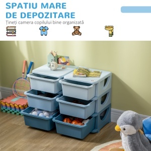 Comodă 6 Sertare pentru Copii cu Margini Rotunjite din PP Albastru - Img 4