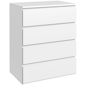 Comodă cu 4 Sertare, Organizator de Depozitare cu Ghidaje Metalice și Mânere cu Caneluri, 60x40x80 cm, Alb - Img 1
