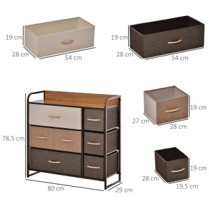 Comoda cu 7 sertare pliabile din material textil Raft din MDF 80x29x78.5cm - Img 3