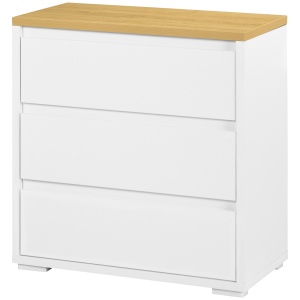 Comoda cu Sertare, Unitate de Organizare a Depozitarii cu 3 Sertare pentru Dormitor, Camera de Zi, Alb si Natur - Img 1
