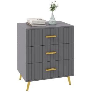Comodă pentru Dormitor, Dulap Modern cu 3 Sertare, Sertar de Depozitare cu Picioare din Aluminiu, 60x40x71.5 cm, Gri Închis - Img 1