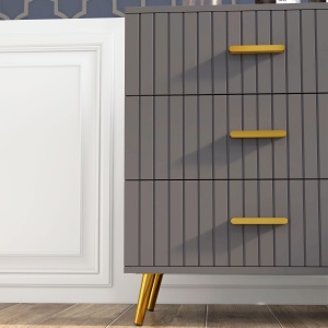 Comodă pentru Dormitor, Dulap Modern cu 3 Sertare, Sertar de Depozitare cu Picioare din Aluminiu, 60x40x71.5 cm, Gri Închis - Img 8