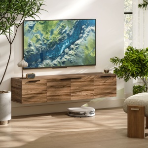 Comodă TV de până la 65" Stil Industrial cu 3 Dulapuri, Maro - Img 2