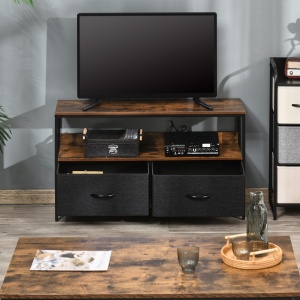 comoda TV stil industrial 98x29x56cm, maro si negru - Img 2