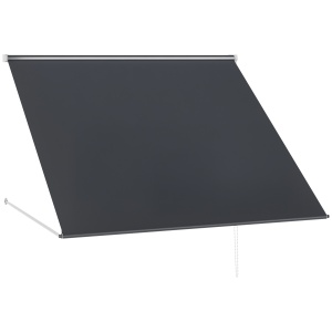 Copertină cu Braț Pliabil, cu Deschidere Manuală, Copertină Basculantă cu Protecție UV30+, 150x120 cm, Gri Închis - Img 1