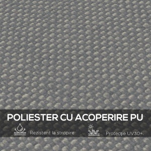 Copertină de Rezervă pentru Pergolă cu 16 Orificii de Scurgere, Cârlige şi Inele, 297x 297 cm, Gri Închis - Img 4