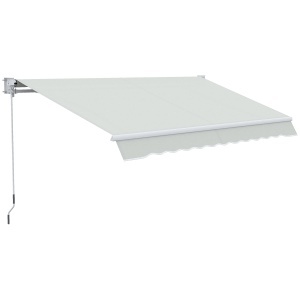 Copertina pentru soare cu brate si actionare manuala, din aluminiu si poliester pentru exterior, 295x200 cm, alb crem - Img 1