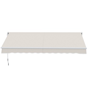 Copertina pentru soare cu brate si actionare manuala, din aluminiu si poliester pentru exterior, 250x200 cm, alb crem - Img 8