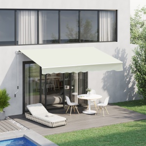Copertina pentru soare tip rulou cu manivela, din aluminiu si poliester, 295x245cm, alb - Img 9
