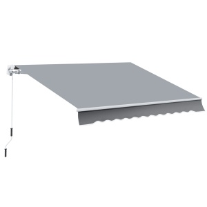 Copertina pentru soare tip rulou reglare cu manivela, din aluminiu si poliester, 295x245cm, gri - Img 1