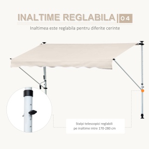 Copertina Soare cu Brațe Telescopica cu Manivelă Metal si Poliester - Img 7