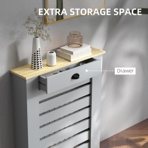 Copertură pentru Calorifer din MDF cu Sertar, 78x19x95.5 cm, Gri - Img 6