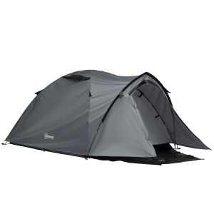 Cort Camping 4 Persoane impermeabil cu Vestibul si Ferestre Gri