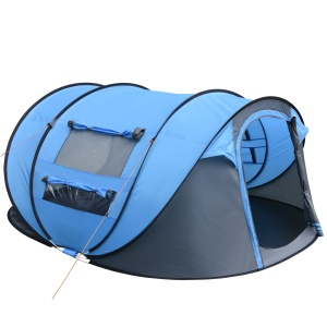 Cort de Camping Pop Up pentru 2 Persoane cu 2 Uși, 4 Ferestre și Înveliș Impermeabil, 263.5x220x123 cm, Verde