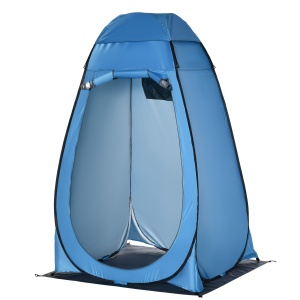 Cort de Dus pentru Camping, cu Fermuar, Geanta de Transport si Buzunar, 126x124x189 cm, Albastru
